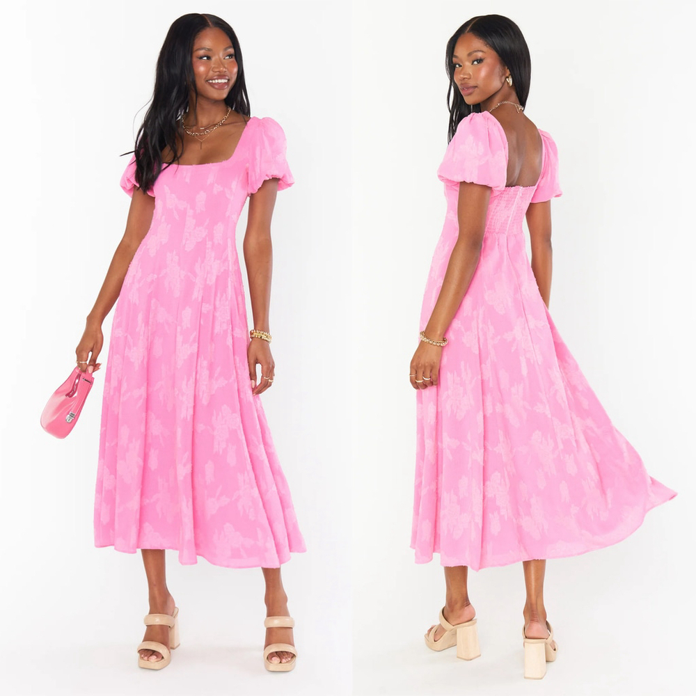 Show Me Your Mumu Mia Midi Pink Clip Floral Dress Size XL NWT